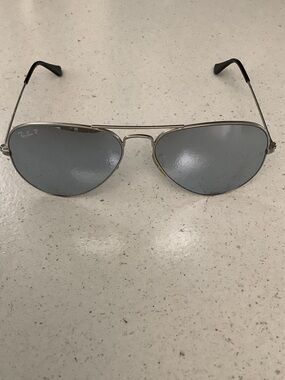 Ray-Ban Polarized Silver Aviator Sunglasses with Gray Lenses